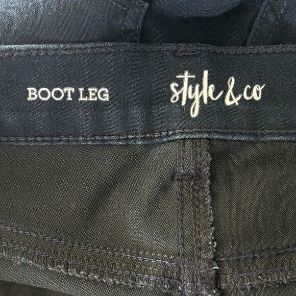 Style & Co SZ 10 Boot Leg Jeans Mid-Rise Dark Wash Stretch 5-Pocket Blue Womens - Picture 7 of 10